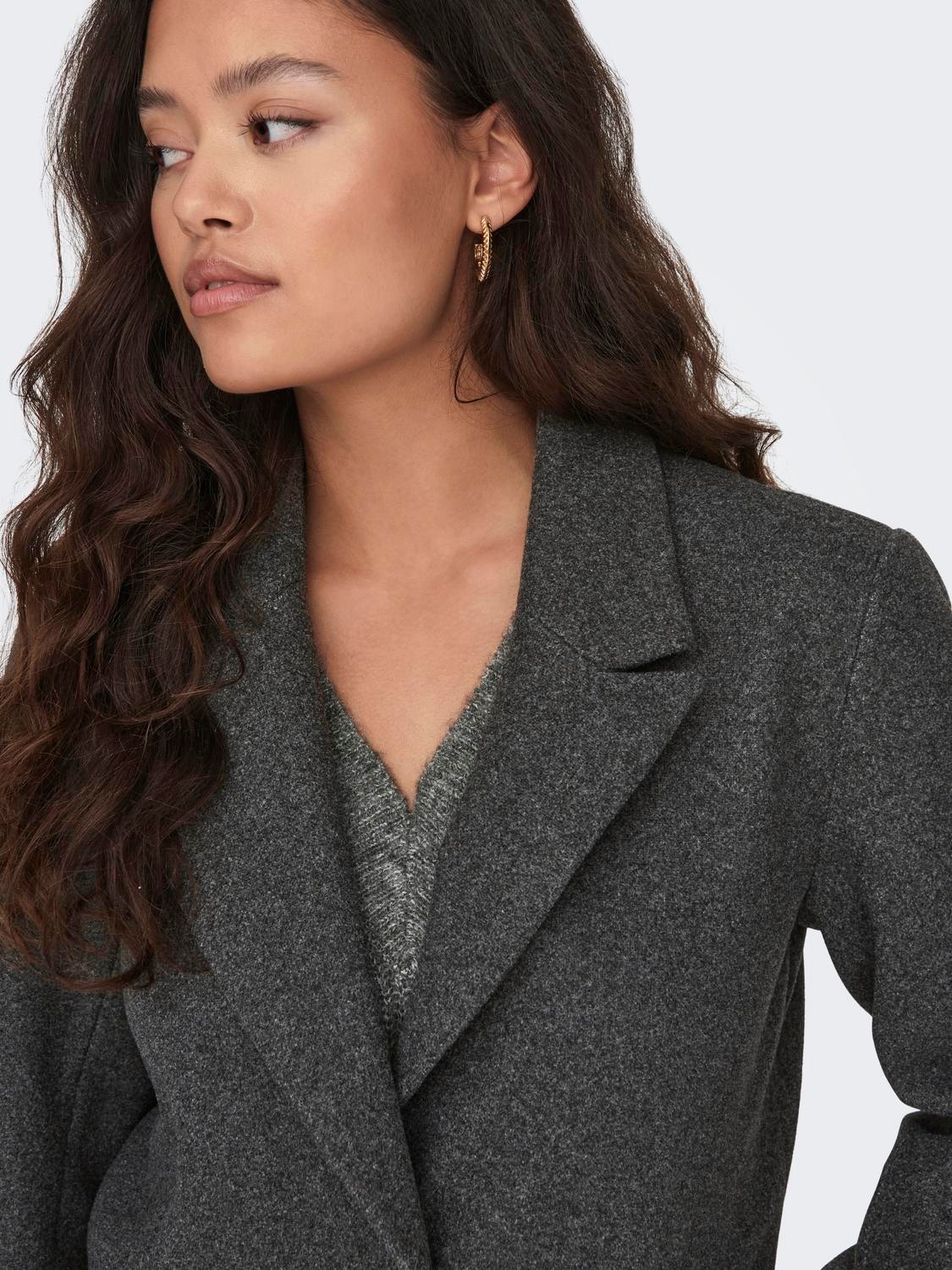 ONLY Spread collar Coat -Dark Grey - 15309837