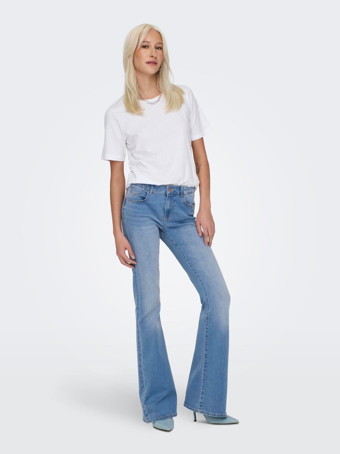 Flared Fit Mid waist Jeans, Light Blue