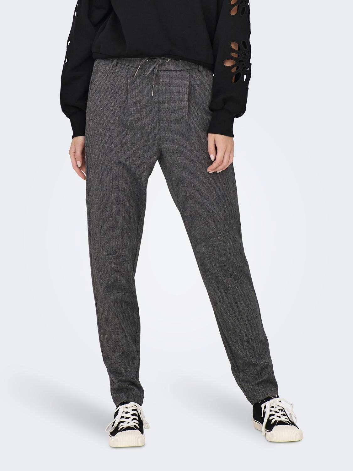 ONLY Mid waist pants -Dark Grey Melange - 15309862