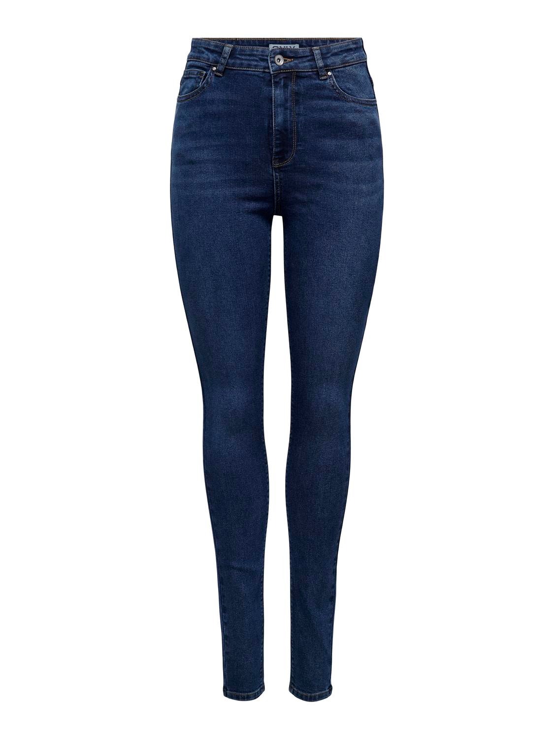 ONLY Jeans Skinny Fit Taille haute -Dark Medium Blue Denim - 15309884