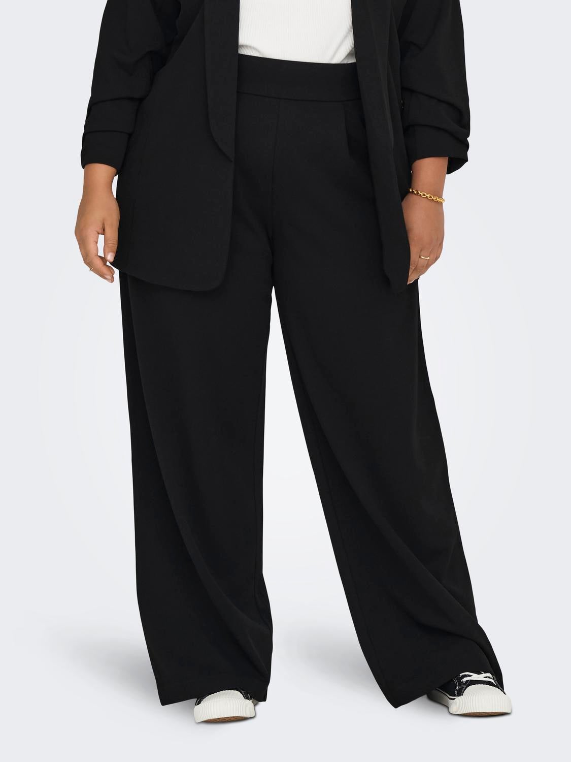 Curvy Wide fit pants | Black | ONLY®