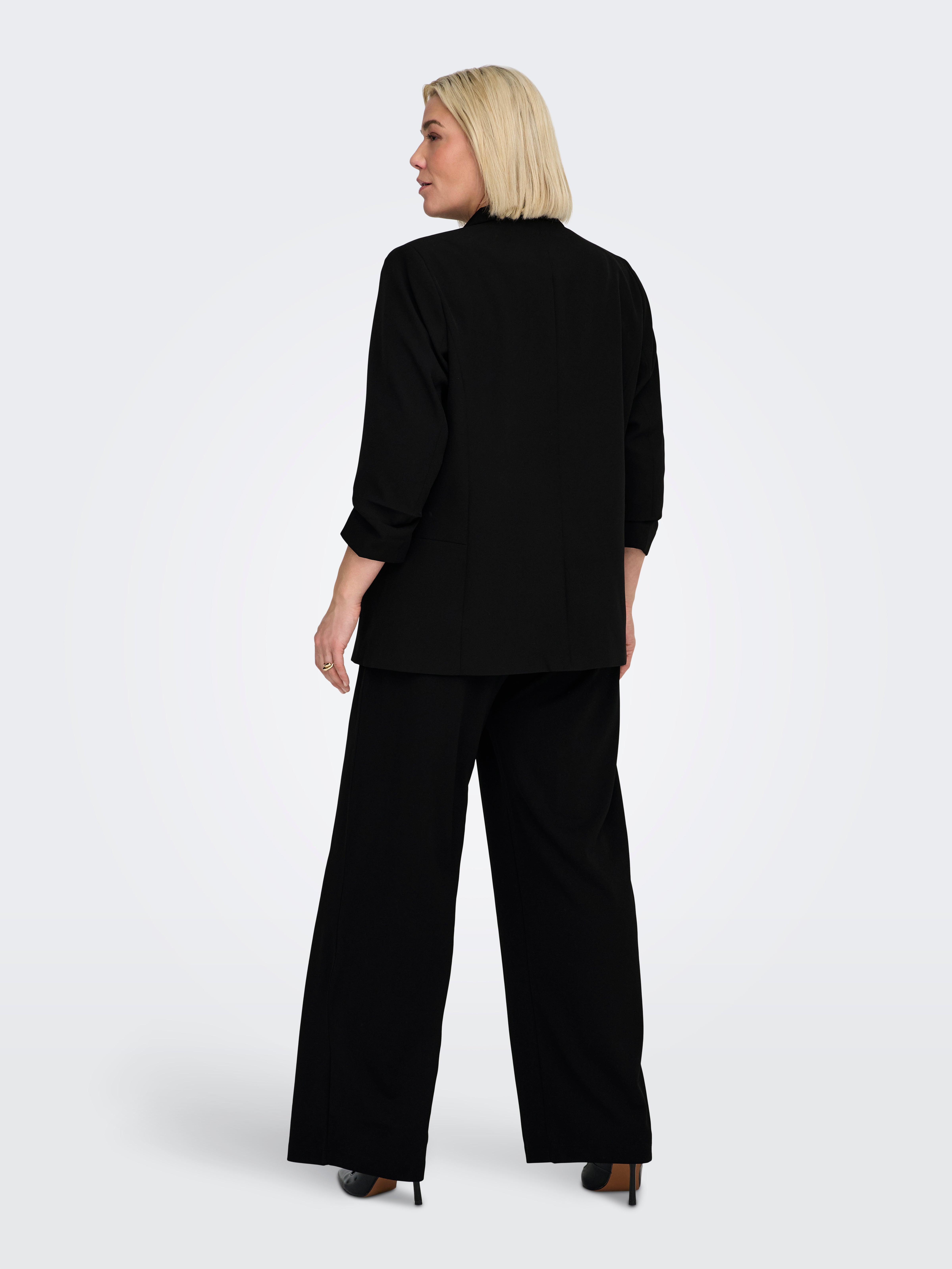 JACQUELINE de YONG Damesbroek met wijde pijpen, wijde pijpen, Black Iris/ Detail: zwarte knoppen, XXL / 34L