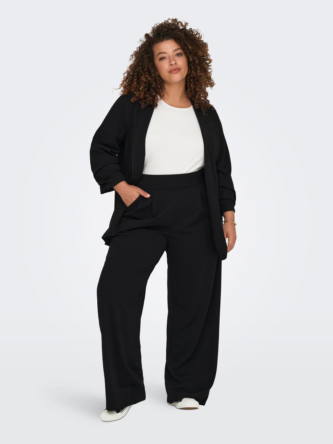 Curvy Wide Black fit pants | | ONLY®