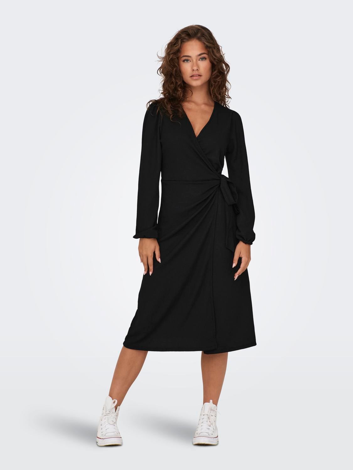 Regular Fit V Neck Midi dress with 30 discount ONLY