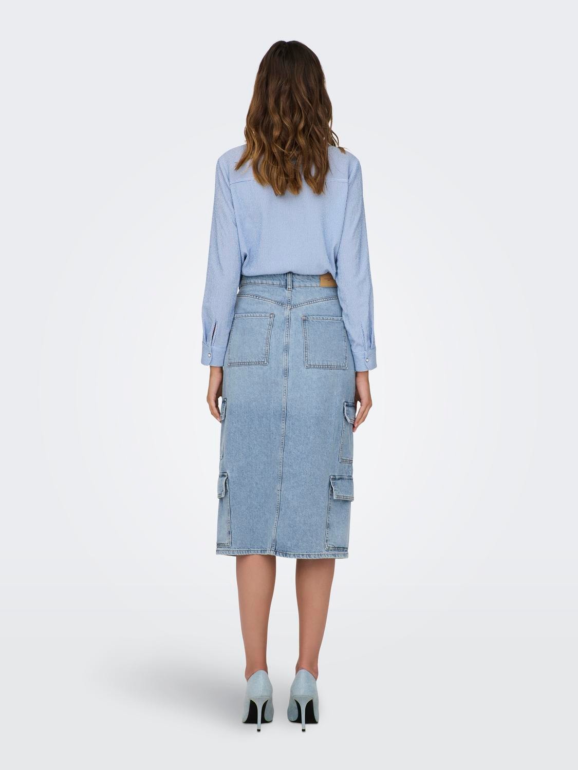 ONLY Midi denim skirt -Light Blue Denim - 15309984