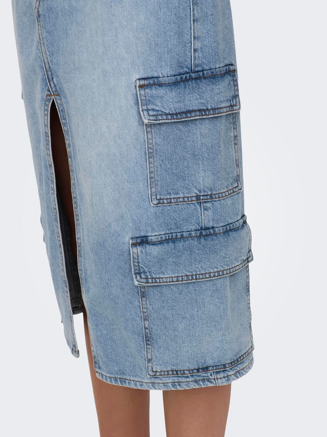ONLY High waist Midi skirt -Light Blue Denim - 15309984