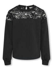 ONLY o-neck sweatshirt with lace -Black - 15309994