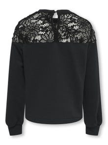 ONLY o-neck sweatshirt with lace -Black - 15309994