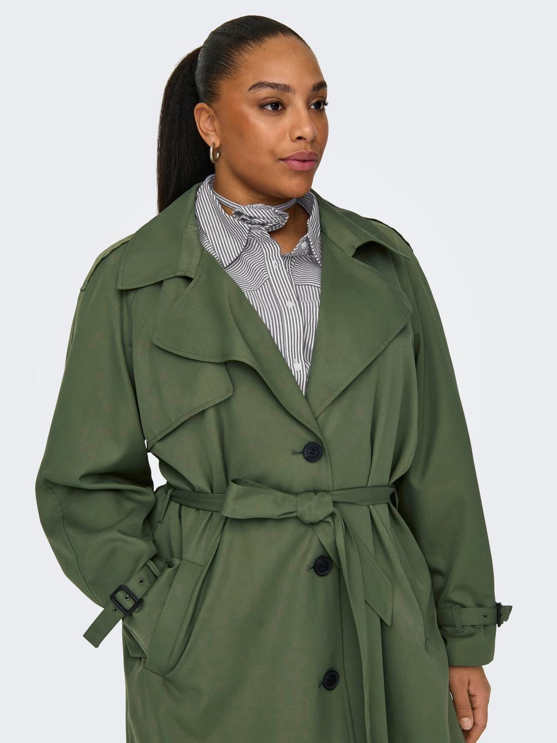 ONLY Curvy trenchcoat -Four Leaf Clover - 15310056