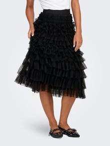 ONLY Midi flæse nederdel -Black - 15310203