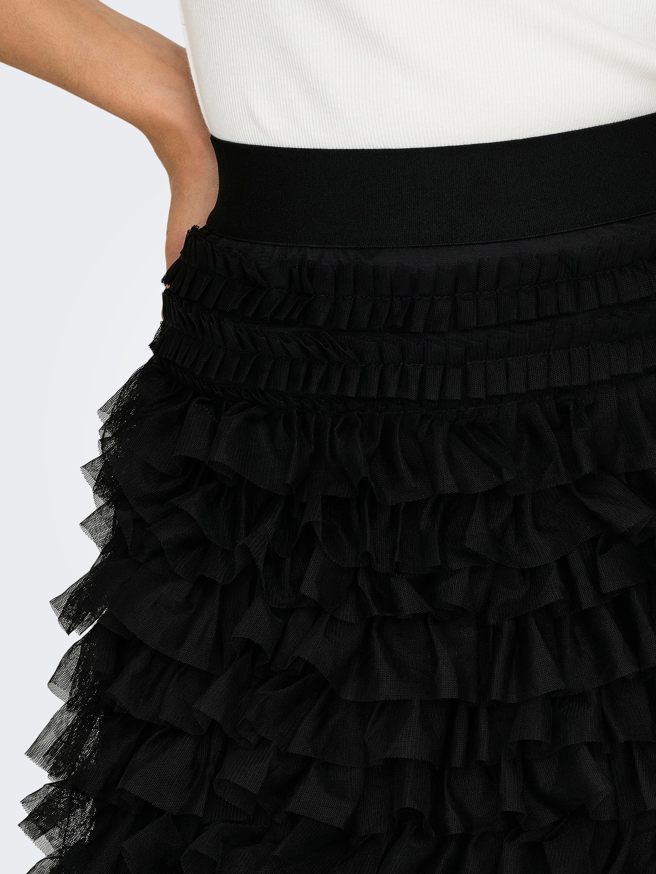 ONLY Midi skirt with frills -Black - 15310203