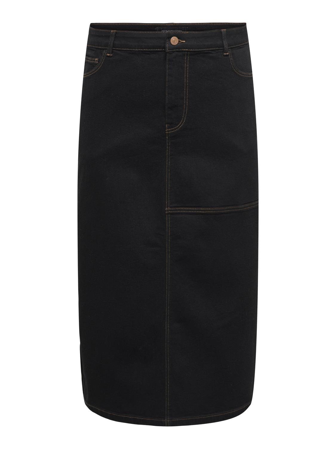 ONLY Hög midja Lång kjol -Black Denim - 15310275