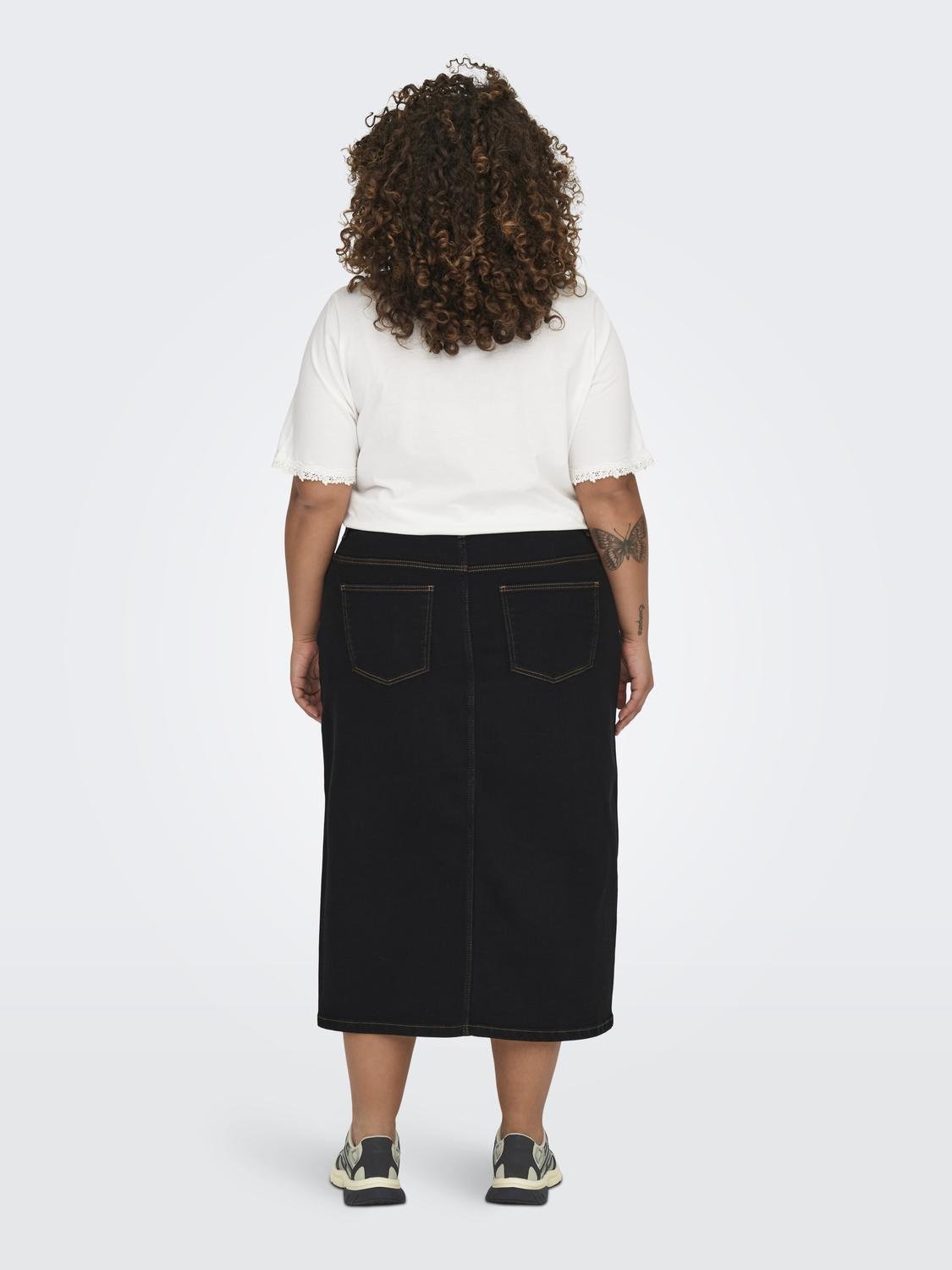 ONLY Curvy Midi denim skirt -Black Denim - 15310275