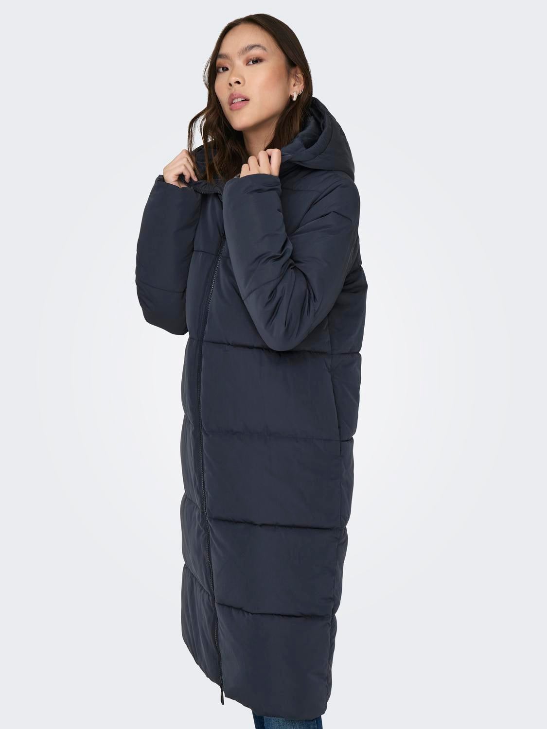 Hooded quilted deals coat womens