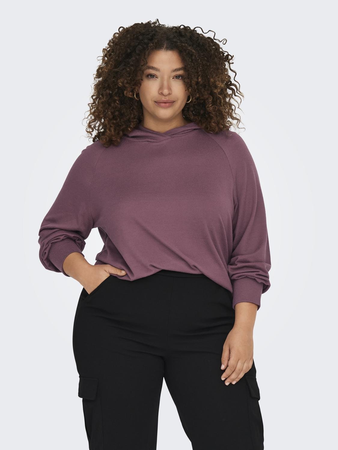 ONLY Curvy solid color hoodie -Rose Brown - 15310492