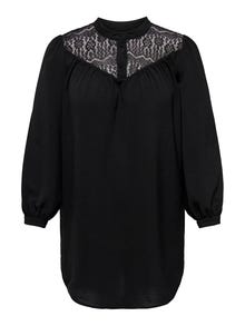 ONLY Curvy Long shirt with lace -Black - 15310493