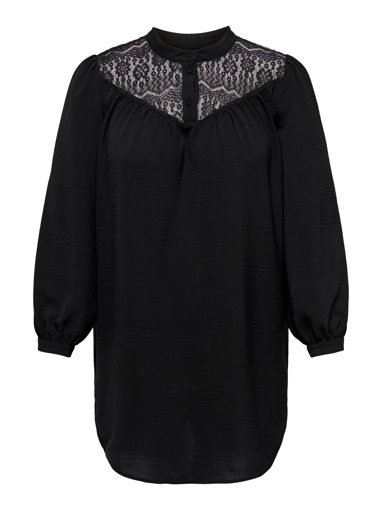 ONLY Curvy Long shirt with lace -Black - 15310493