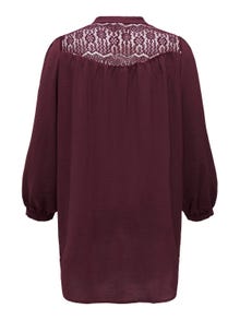 ONLY Curvy Long shirt with lace -Windsor Wine - 15310493