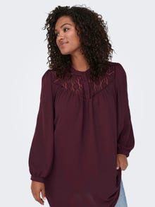 ONLY Curvy Long shirt with lace -Windsor Wine - 15310493