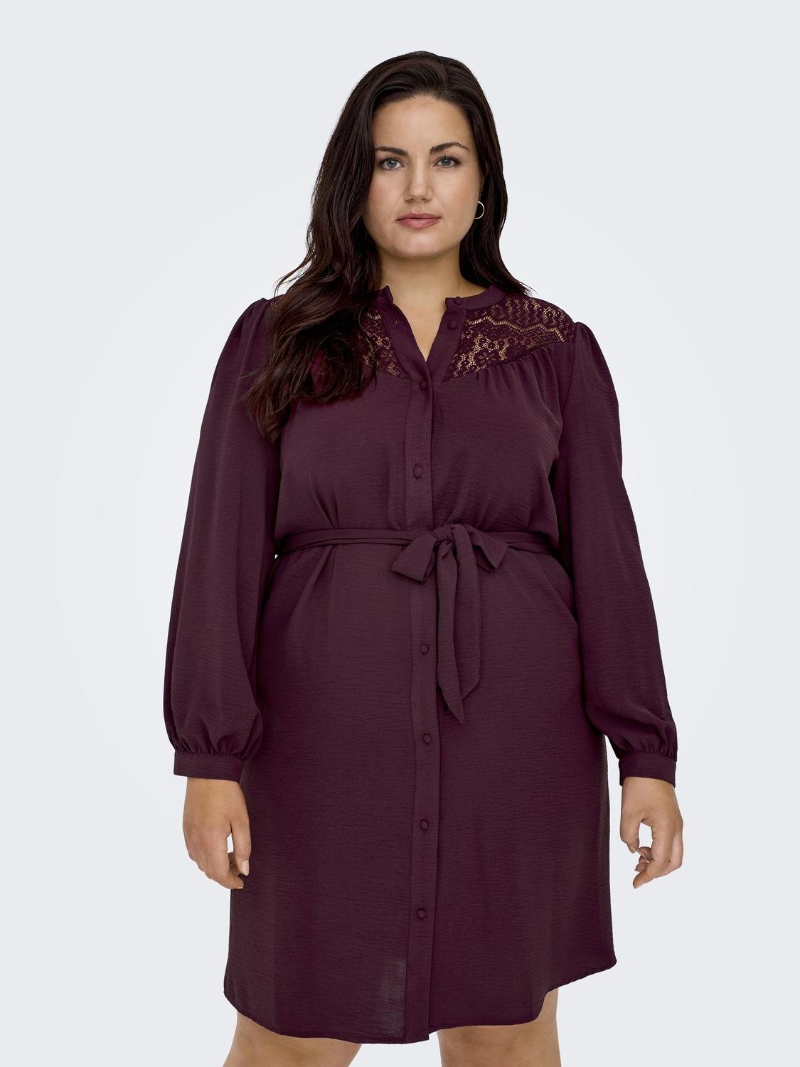 ONLY Standard fit Overhemd kraag Lange jurk -Windsor Wine - 15310494