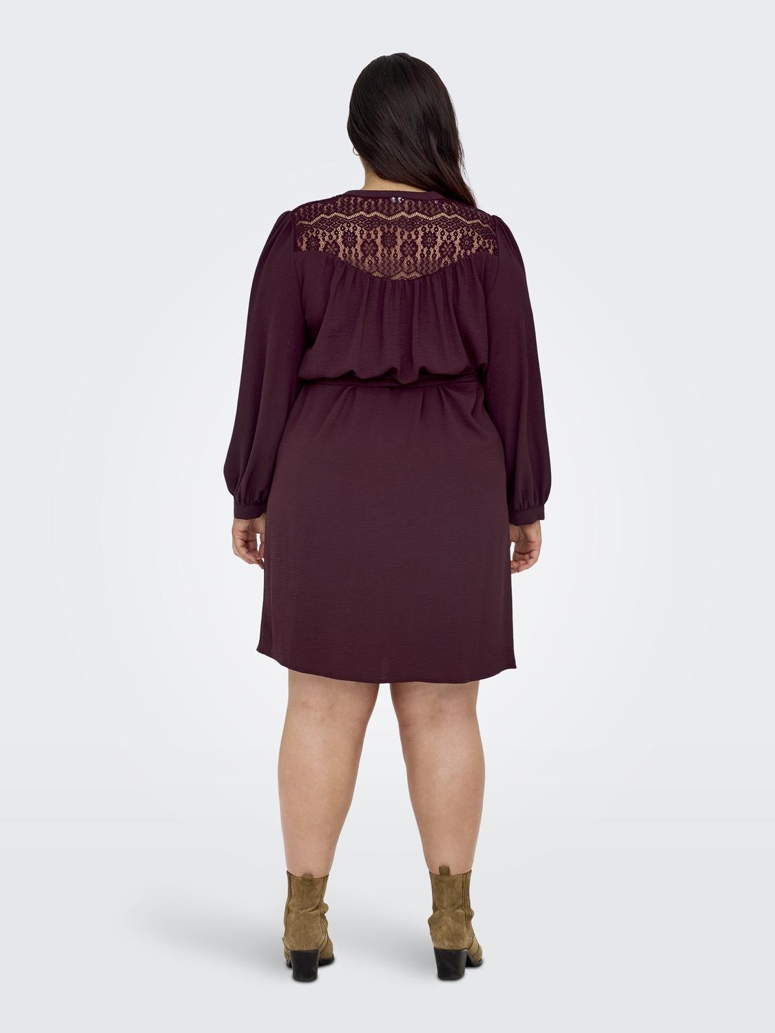 ONLY Curvy mini dress with lace -Windsor Wine - 15310494