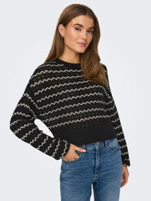 ONLY Regular Fit Round Neck Dropped shoulders Pullover -Black - 15310527