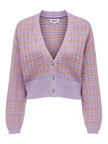ONLY V-neck knitted cardigan -Pastel Lilac - 15310542