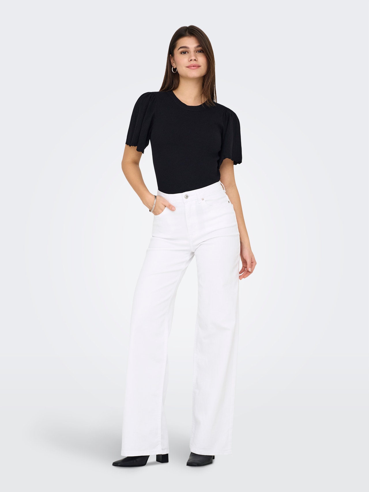 ONLY Jean Femme Jambe Large Madison Taille Haute – Wide Leg Fit 94% Coton Confortable