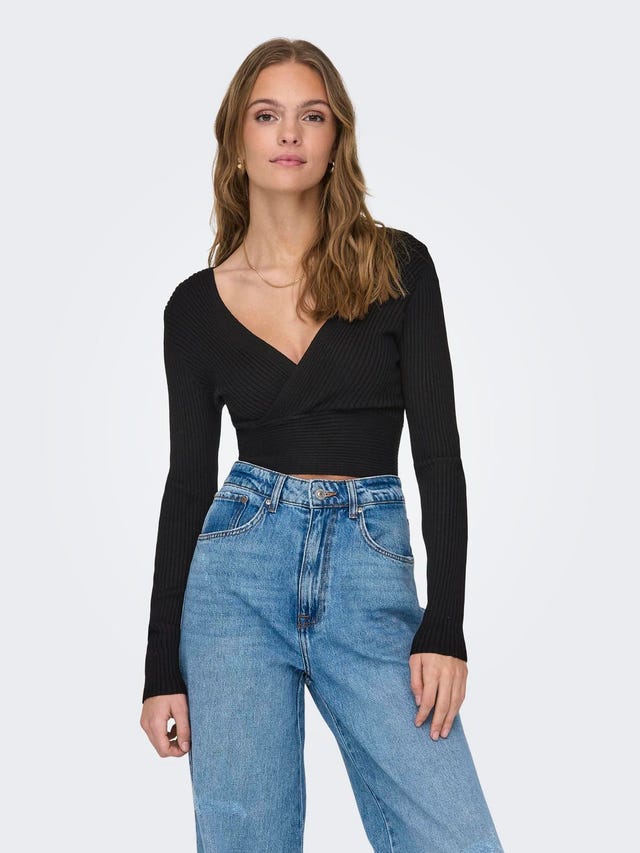 ONLY Cropped Fit V-Neck Pullover - 15310652