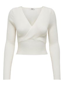 ONLY Cropped Fit V-ringning Pullover -Bright White - 15310652