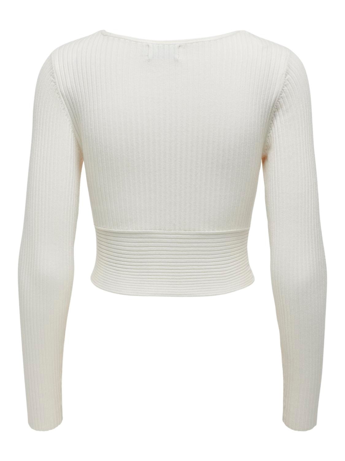 ONLY Cropped Fit V-Neck Pullover -Bright White - 15310652