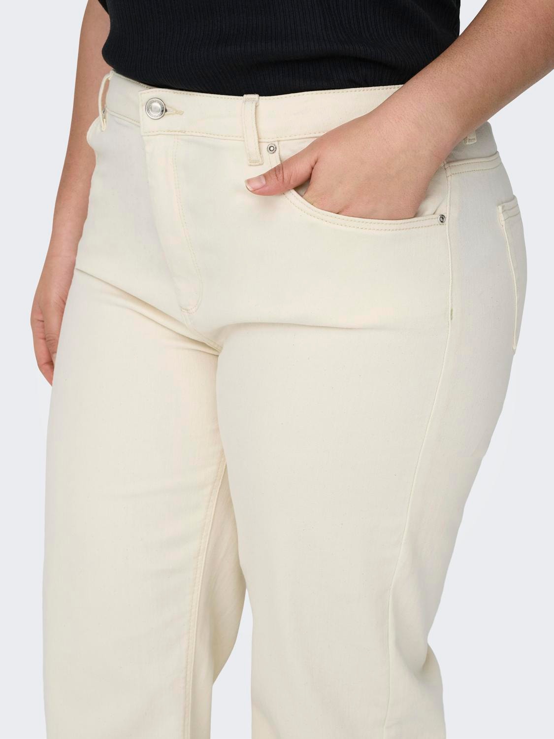 ONLY CARWilly High Waist Wide Jeans -Ecru - 15310701
