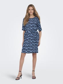 ONLY Regular Fit Round Neck Short dress -Della Robbia Blue - 15310739