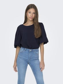 ONLY O-neck top with balloon sleeves -Sky Captain - 15310740