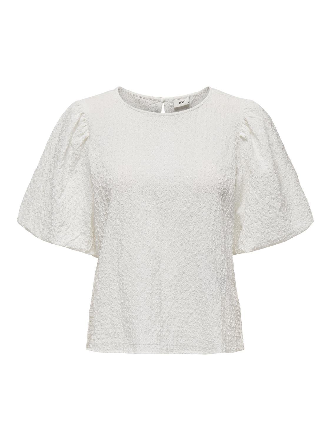 ONLY O-neck top with balloon sleeves -Cloud Dancer - 15310740