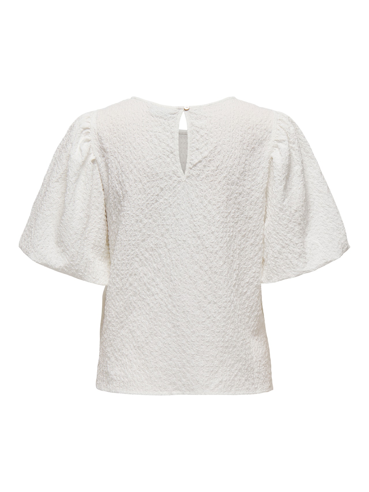 ONLY O-neck top with balloon sleeves -Cloud Dancer - 15310740