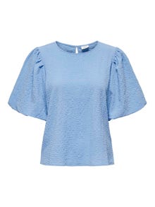 ONLY O-neck top with balloon sleeves -Della Robbia Blue - 15310740