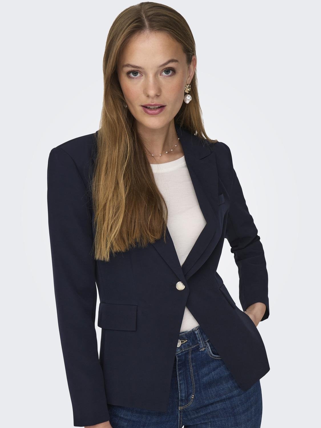 Button down collar with on sale blazer