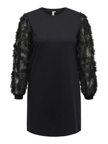 ONLY Curvy sweat dress with puff sleeves -Black - 15310765