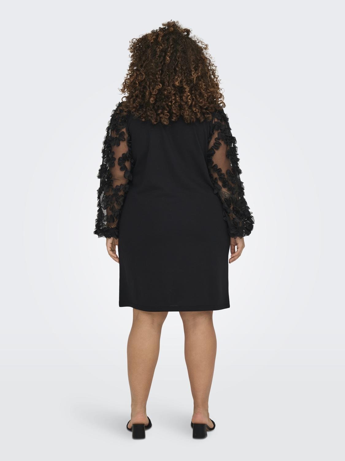 ONLY Curvy sweat dress with puff sleeves -Black - 15310765