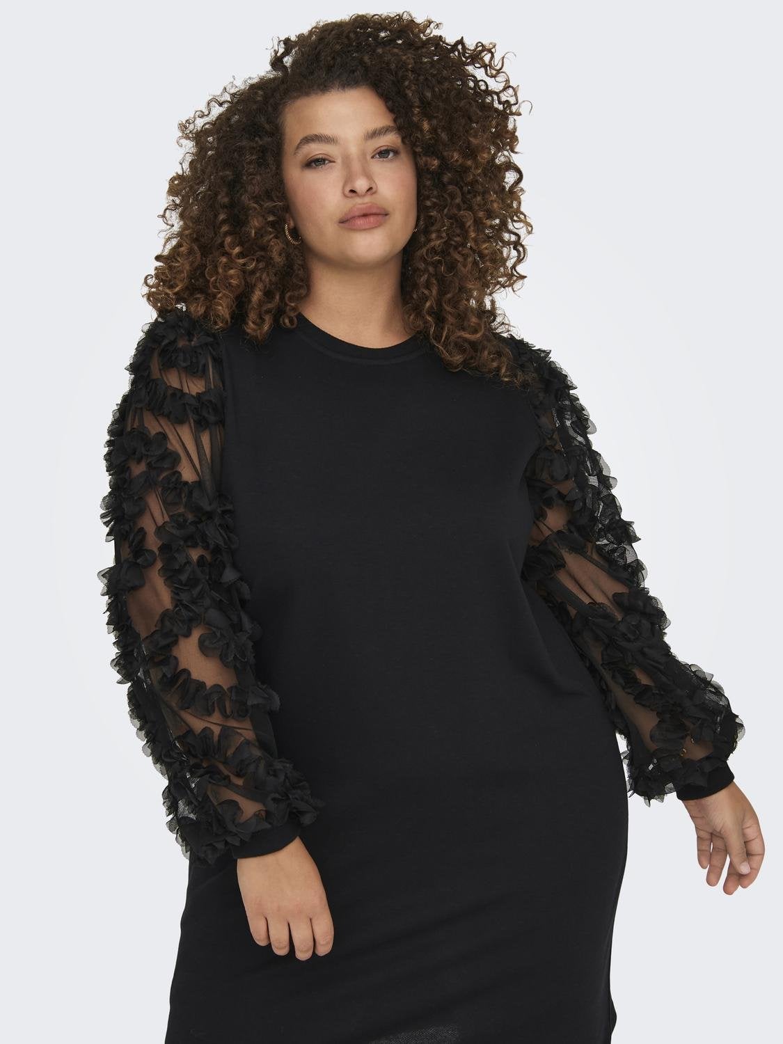 Curvy sweat dress with puff sleeves | Black | ONLY®