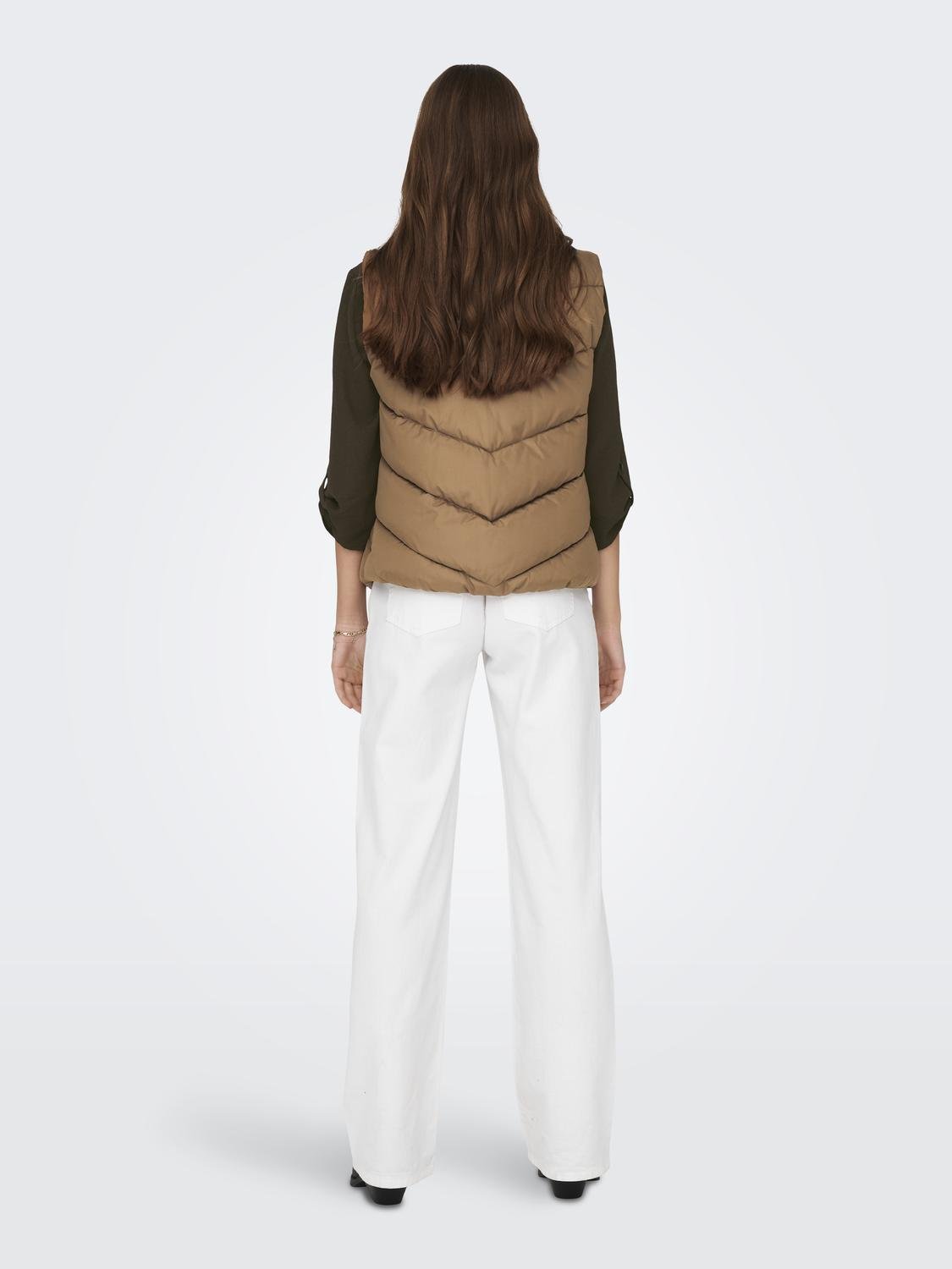 ONLY High neck Otw Gilet -Toasted Coconut - 15310770