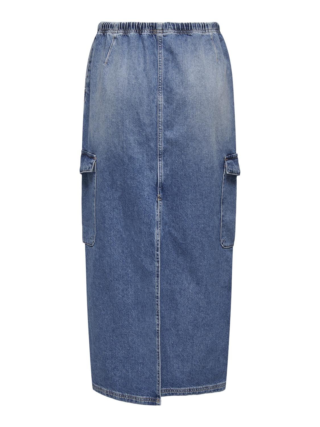 ONLY Maxi denim dress with cargo pockets -Medium Blue Denim - 15310815