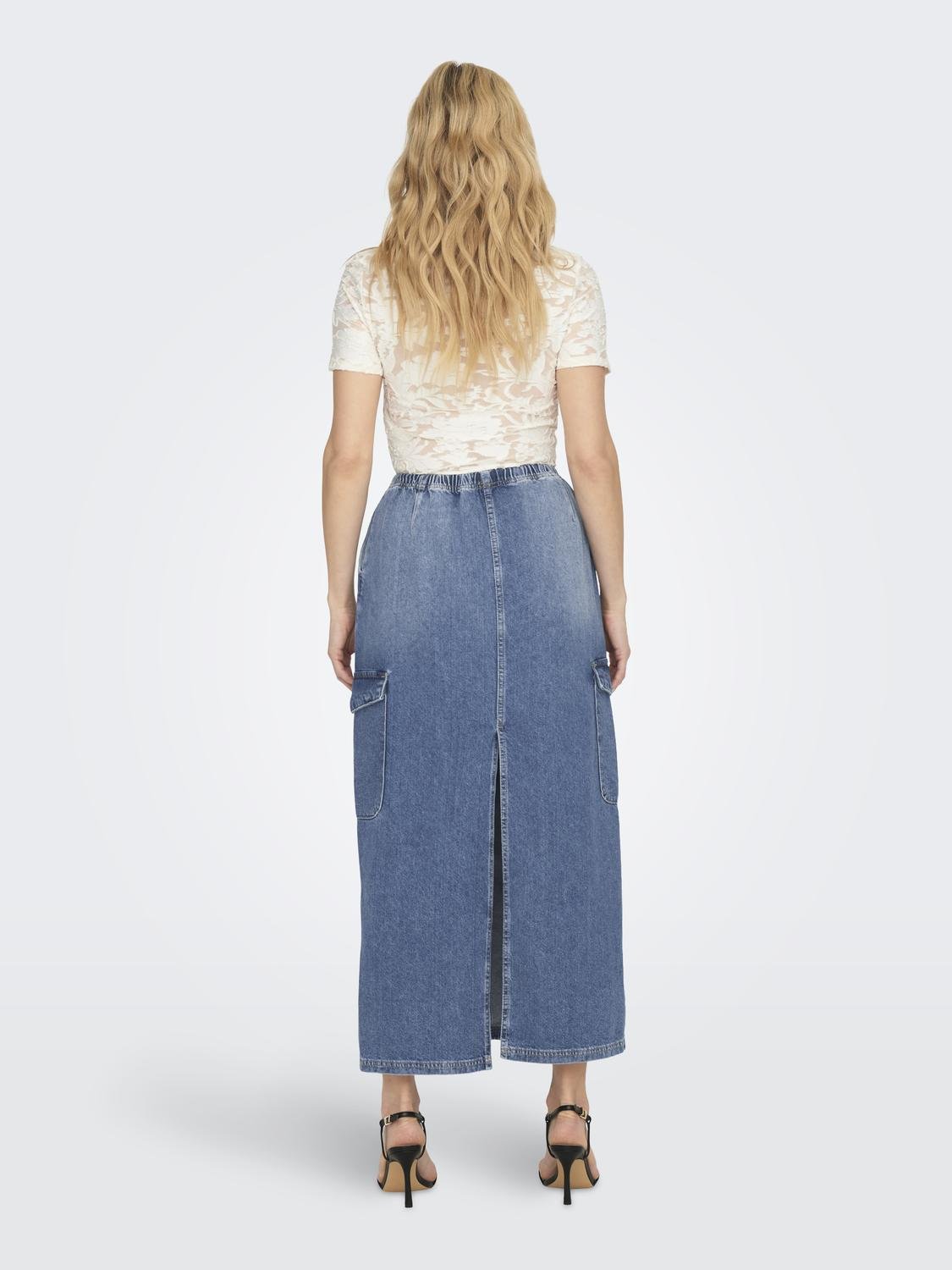 ONLY Long skirt -Medium Blue Denim - 15310815