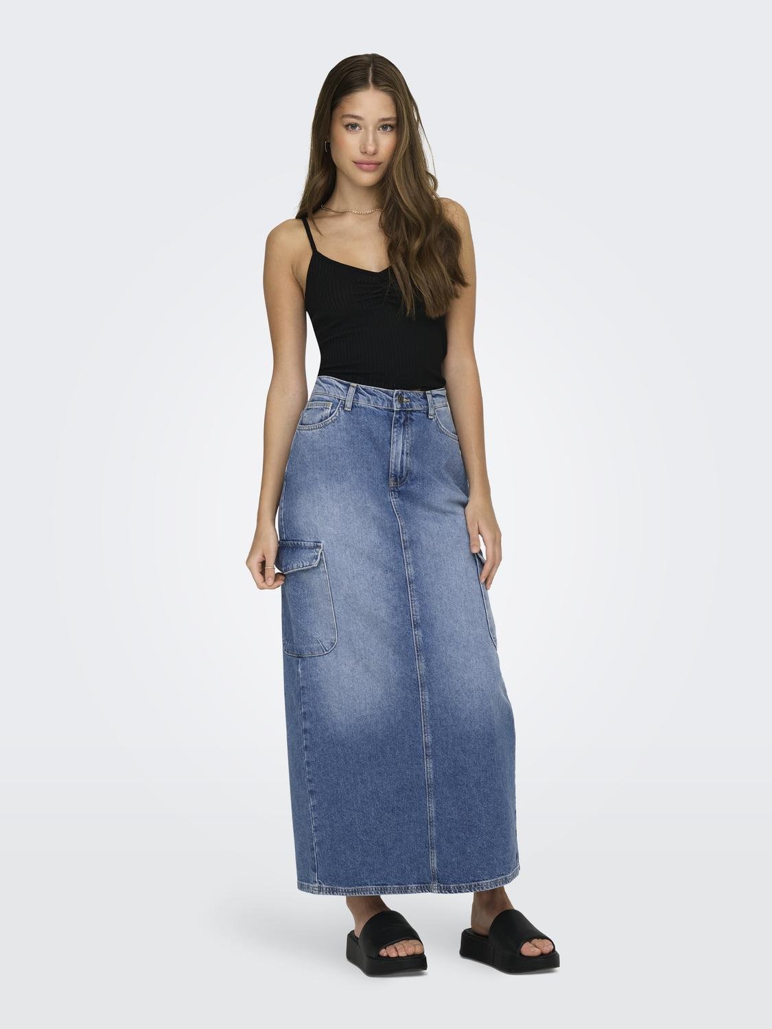 ONLY Long skirt -Medium Blue Denim - 15310822