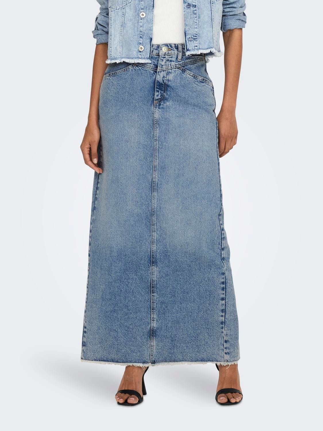 ONLY Long skirt -Medium Blue Denim - 15310824