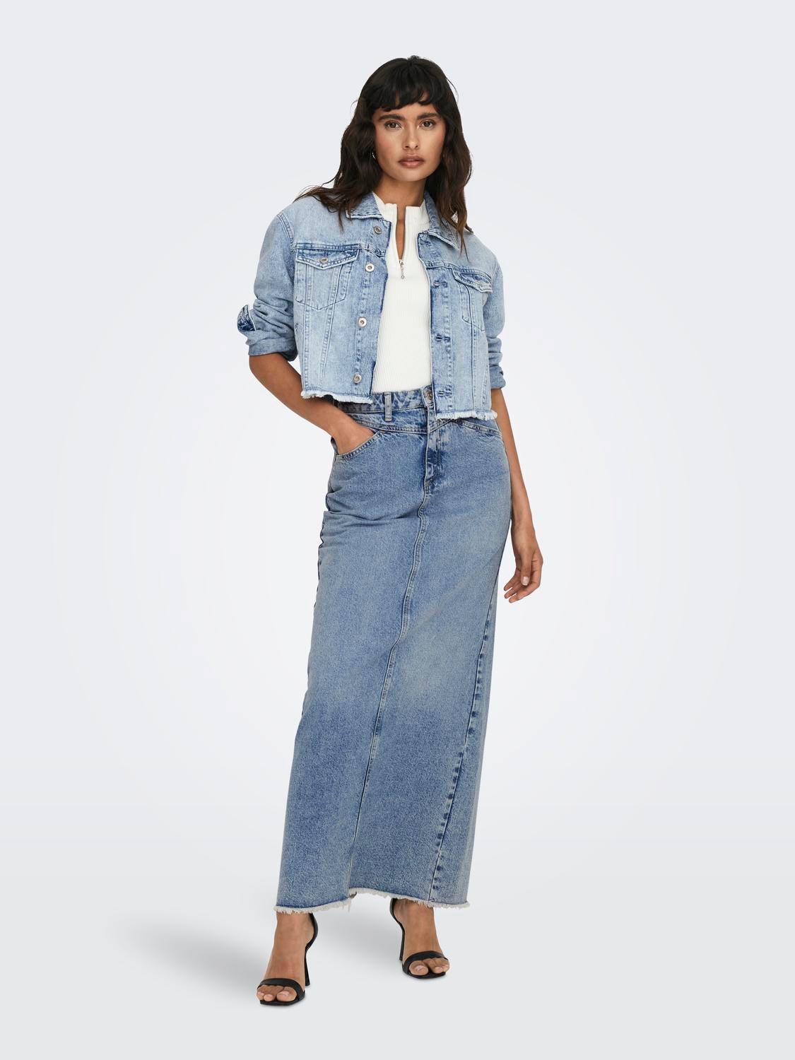 Maxi denim skirts 2024 queen 18 inch drop