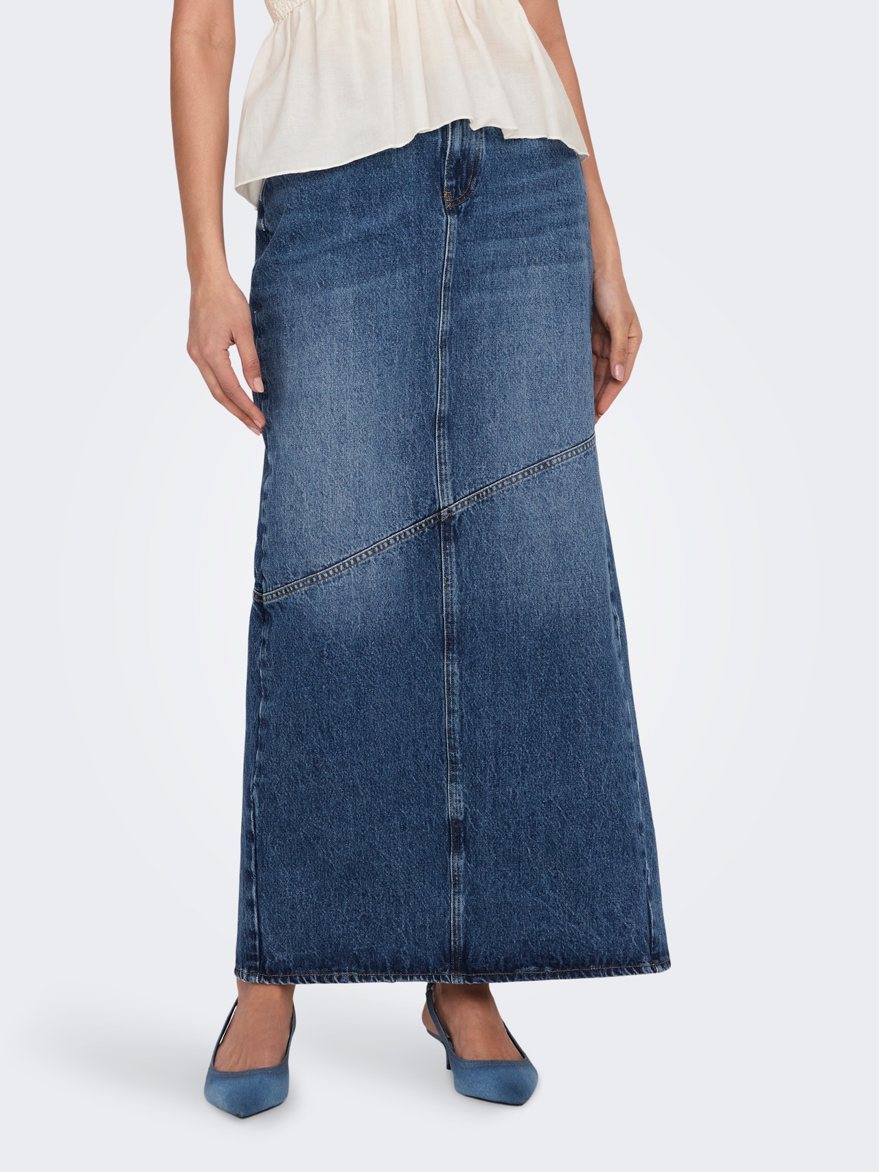 ONLY Maxi denim skirt -Medium Blue Denim - 15310826