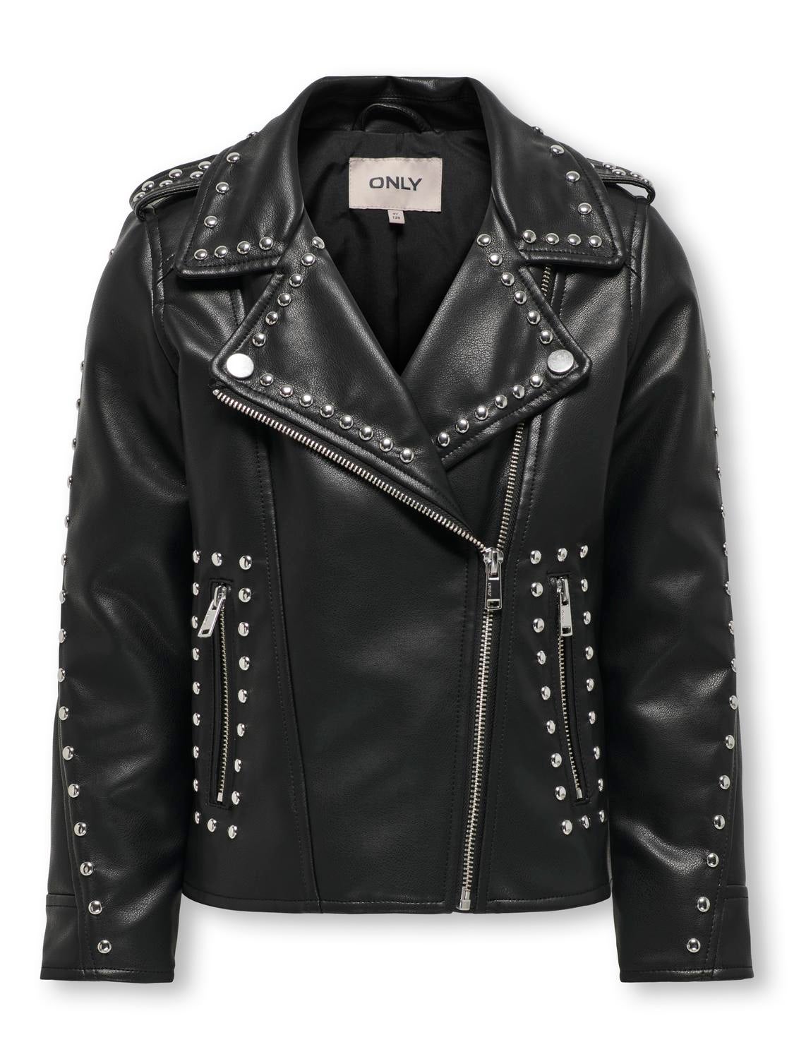 Wide collar hot sale leather jacket