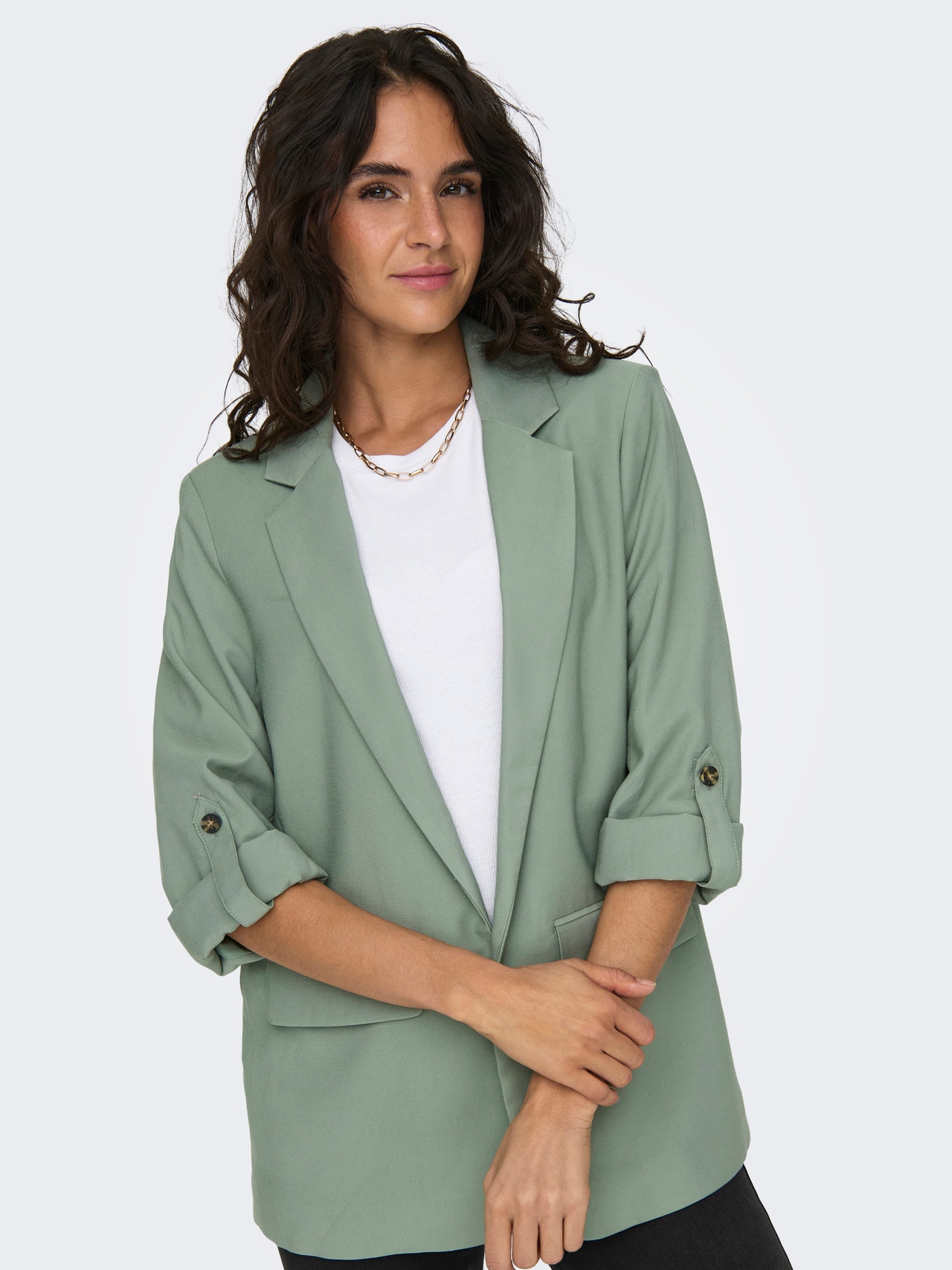 ONLY Long blazer with fold up -Lily Pad - 15310839